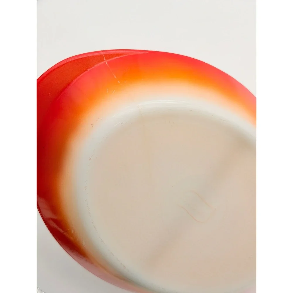Vintage Glasbake Red Ombre Milk Glass Divided Serving Dish Oval MCM 1.5 Qt USA